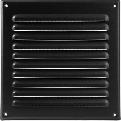 Vierkant Ventilatie Rooster Zwart Metaal 20x20cm Binnen - Afmetingen voor Badkamer, Keuken en Kantoor