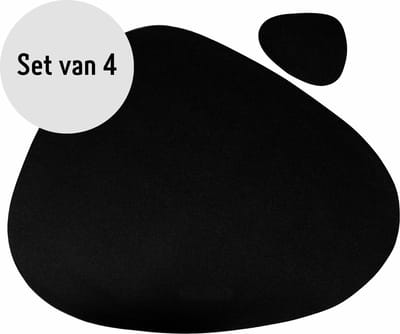 Krumble Placemat en onderzetter - 4 stuks - Design placemat set met onderzetter - Zwart