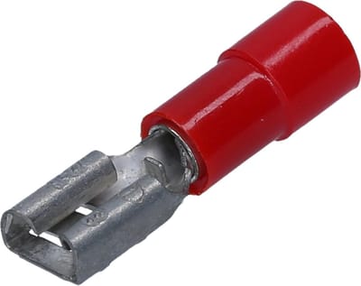 10 stuks Kalitec FHR285 platte stekkerdoos rood 2,8x0,5 I 0,5-1,5mm² kabelconnector I gedeeltelijk geïsoleerd I messing I voor voertuigen en industrie