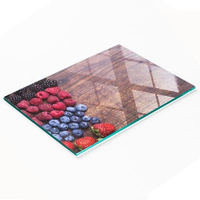 Multifunctionele decoratieve snijplank van gehard hout voor de keuken, bosvruchtenmotief, 80x52 cm