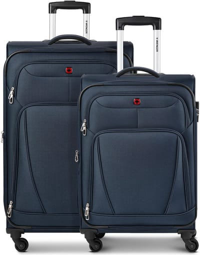 Wenger Beaumont kofferset met 4 wielen, M+L, met uitbreidingsplooi - Zachte bagage - Combinatieslot - navy