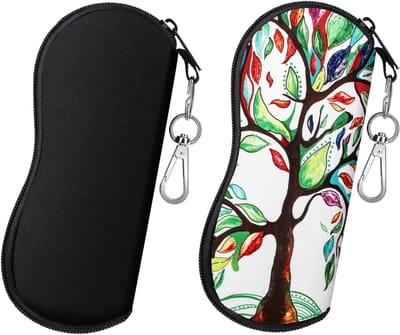 Zachte Neopreen Zonnebril Etui (2 Stuks) met Rits, Beschermende Opbergzak voor Zonnebrillen en Zichtbrillen met Clip voor Dames en Heren