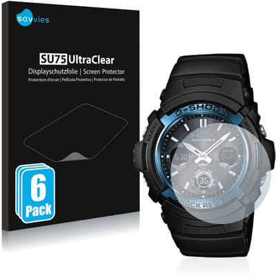 Savvies - Screenprotector voor Casio AWG M100 - Folie Beschermfolie transparant 6 Stuks