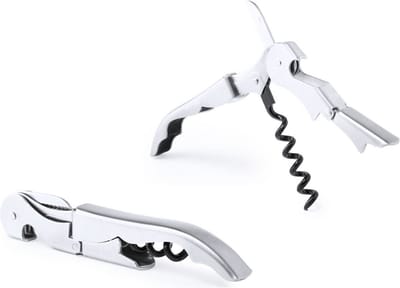 2x kurkentrekker / flesopener 3-in-1 - rvs - wijnflesopener / bierflesopener - keuken accessoires - zilver - kelnermes