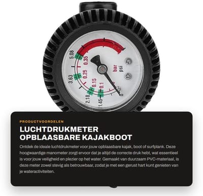 Dailygoods- Luchtdrukmeter Veiligheidsbarometer - Manometer Waterdruk - PVC Materiaal - Lange Slangadapter - Geschikt voor Kajak/Boot - Corrosiebestendig