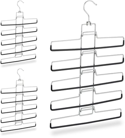 12x kleerhangers ruimtebesparend, set, voor 60 broeken, antislip, afneembare hangers, HBD: 52x33,5x2 cm, zilver