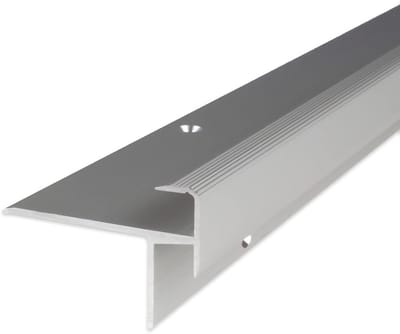 Trapneusprofiel voor Laminaat | Geanodiseerd Aluminium | Zilver | 10mm Breedte | 8.5mm Hoogte | 100cm Lengte | Geboord Trapprofiel