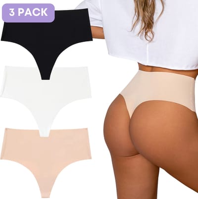 Naadloze High waist string voor Dames - Naadloos ondergoed dames - Maat M - Zwart, Wit, Beige - Set van 3 - Ultrazacht - Naadloos ondergoed dames - Seamless ondergoed dames - Invisible string - Naadloze string