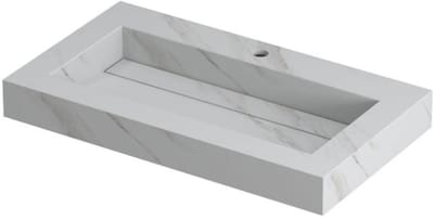 INK Pitch Wastafel Keramische Slab Bak met Drain en Front en Side Skirts 1 Kraangat - 800x450x90 mm - Calacatta Mat