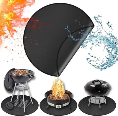 Vuurkorf Onderlaag - Beschermmat Terras - Buitenhaard Gebruik - Hittebestendig Glasvezel - 51 cm Rond - Zwart