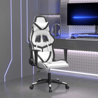 vidaXL - Massage - gamestoel - kunstleer - wit - en - zwart