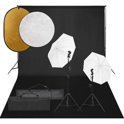 vidaXL - Fotostudioset - met - verlichtingsset, - achtergrond - en - reflector