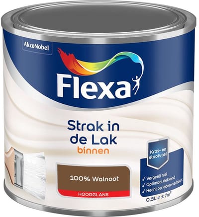 Flexa - Strak In De Lak Binnenlak Hoogglans - 100% Walnoot - Mengverf - 500 Ml