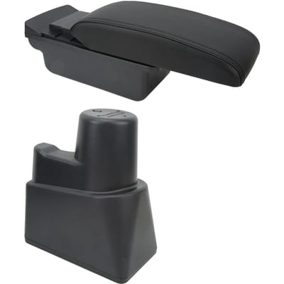 Middenconsole Armsteun Opbergdoos met 3 USB-poorten LED Sfeerverlichting Dubbele Laag Verstelbaar black