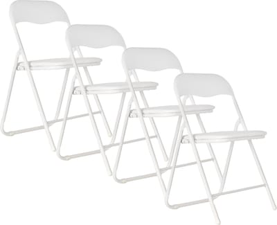 EASTWALL Klapstoel Premium – 4 Stuks – Vouwstoel – Bijzetstoel Binnen – tot 90kg belastbaar – 43cm zithoogte - Staal/katoen/PVC - Wit