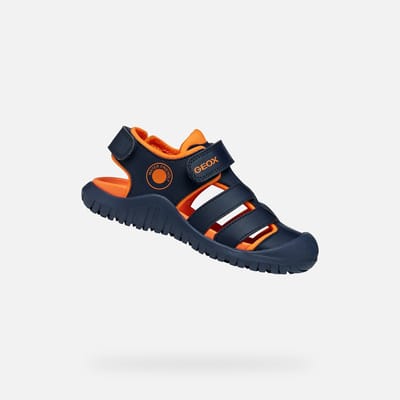 GEOX S. FUSBETTO PRO JONGENS Sandalen - MARINEBLAUW/ORANJE - Maat 37