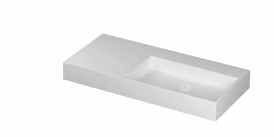 Ink United wastafel rechts porselein 100x45cm - zonder kraangat - Mat wit
