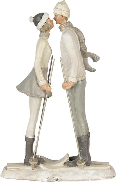 Clayre & Eef Beeld Paar 18x7x27 cm Grijs Wit Polyresin Woonaccessoires