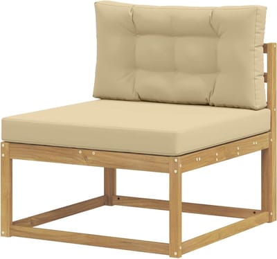Middenbank Outdoor - Modulaire Bank - Ontspannen Buiten - Robuust Acaciahout - 79 x 83 x 73 cm - Wit
