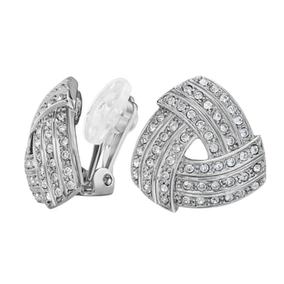 Traveller Clip Oorbellen - Oorclips Dames - Zilverkleurig - Kristallen - Preciosa Crystals - Driehoek - Geplatineerd - 15 x 15 mm - 157773