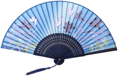 Opvouwbare Waaier Japanse Vintage Stijl Handgemaakt Vlinder Papierwaaier Decoratie (Blauw)
