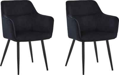 Colenis® - City Eetkamerstoel - Set Van 2 - Zwart - Fluweel - Velvet - Industrieel - Stoel - Design - Armleuningen