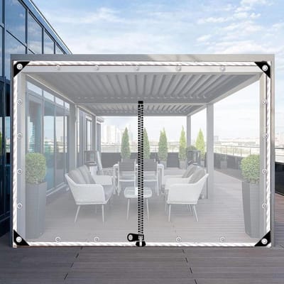 Transparant Dekzeil - Zijpaneel Gordijn - Buiten Bescherming - Met Ritssluiting - 4x2 Meter - Helder