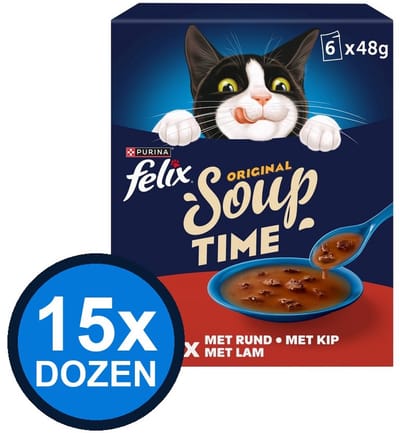 15x Felix - Soup Countryside Selectie Multipack - Kattenvoer Natvoer - 288 g