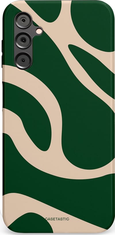 Casetastic hoesje geschikt voor Samsung Galaxy A14 (2023) 5G / Samsung Galaxy A14 (2023) 4G - Dubbellaagse bescherming - Groen Bos en Zand Duinen - Fashion Case - Donkergroen Zand