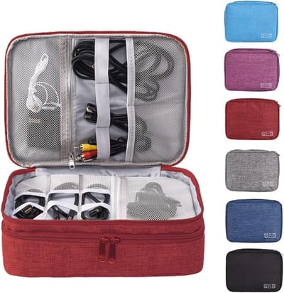 Driedelige Kabel Organizer Tas voor Reizen, Elektronica Accessoires, Oplaadkabels en Meer