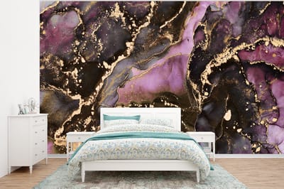 Behang - Fotobehang Marmer - Gold - Steen - Abstract - Breedte 295 cm x hoogte 220 cm