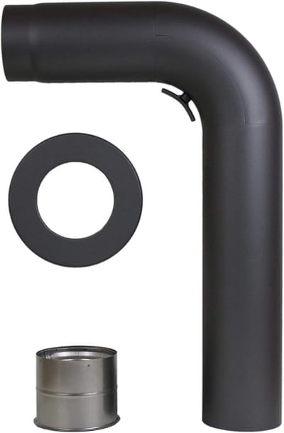 Kachelpijp 90 Graden Getrokken Set Ø 150 mm Gietijzer Grijs met Deur