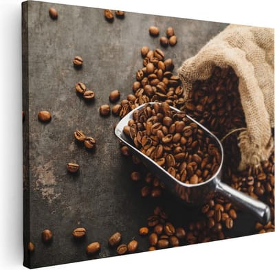 Artaza Canvas Schilderij Koffiebonen - 80x60 cm - Wanddecoratie Keuken - Muurdecoratie Koffie - Stilleven Schilderijen Op Canvas