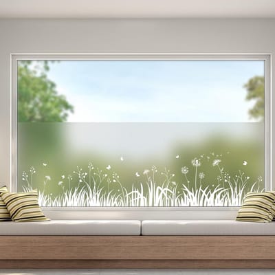 Raamfolie Bloemenpatroon - Privacyfolie Melkglas - Keuken Badkamer - Statisch Hechtend Kleefvrij - 44.5 x 300 cm - Gekleurd
