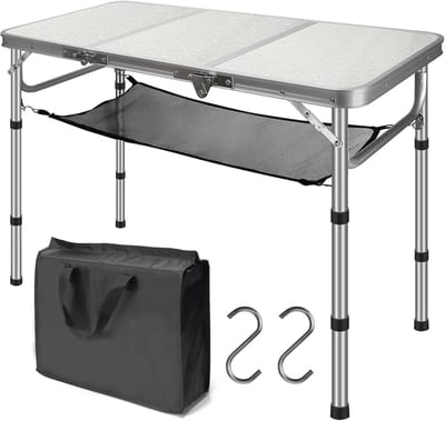 Unyqoos ® Compacte Inklapbare Camping- en Picknicktafel met Verstelbare Hoogte en Draagbaar Ontwerp