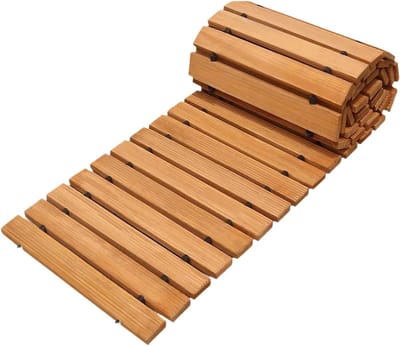 Houten Tuinpad - Decoratieve Loopbrug - Buitenpad Aanleggen - Weerbestendig Hout - 244 x 43 cm - Meerkleurig