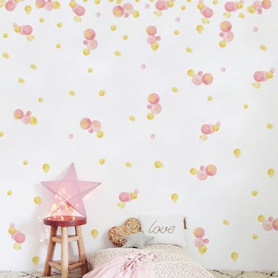 Cosensi- Muurstickers Kinderen - 140 Stuks - Wanddecoratie Kinderkamer - Roze Dots - Muurstickers Babykamer - Eenvoudig te Verwijderen - Duurzaam Materiaal