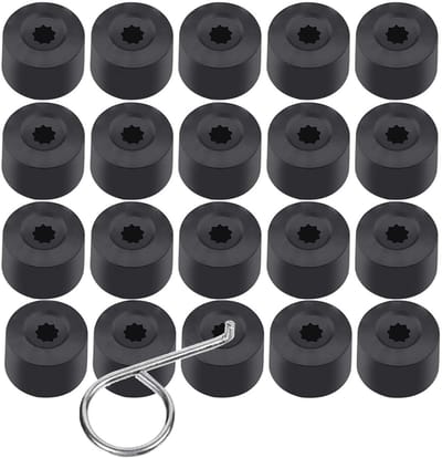 20 Stuks 17mm Wielmoerkappen Universele Zeskantige Dekkappen met Verwijdertool voor Auto's - Zwart en Duurzaam