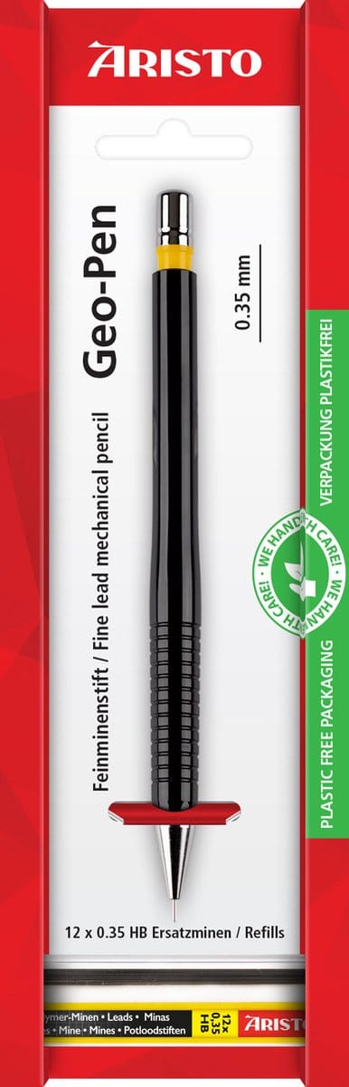 Aristo vulpotlood - Geo-Pen - lijnbreedte 0.35mm - hardheid HB - met gum - blisterverpakking - zwart/geel - AR-85003EB