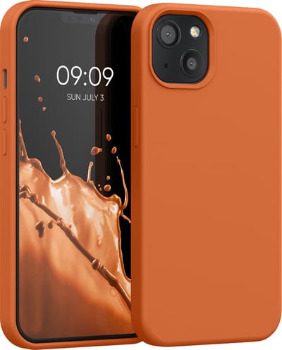 kwmobile telefoonhoesje geschikt voor Apple iPhone 13 - Hoesje met siliconen coating - Smartphone case in warme abrikoos