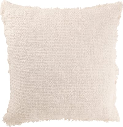 J-Line kussen Gerafelde Randen - katoen/polyester - wit