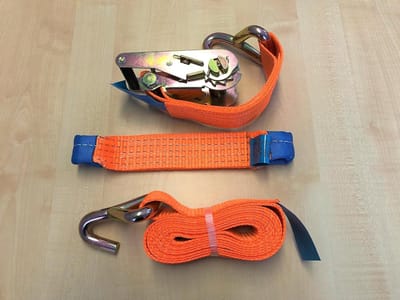 Sjorriemen Set - Spanbanden Auto - Autotransport Beveiligen - Versterkte Lussen - 3.30 m x 50 mm - Zwart