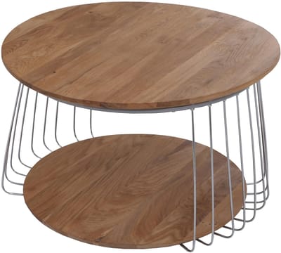 MCA salontafel MCW-P60, bijzettafel koffietafel loungetafel, metaal MDF rond Ø 70 cm ~ bruin