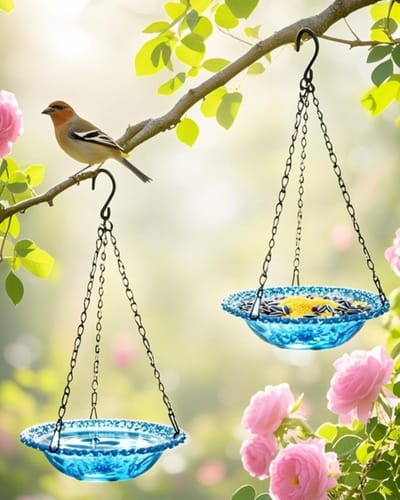 2 Stuks Vogeldrinkschaal voor Tuinvogels - Voederbak voor Vgels - Vogelbadje - Hangende Voederbak voor Vogels - Vogeldrinkbakken - Vogelbad - Vogelbad voor Buiten - Tuindecoratie voor Vogels - Tuindecoratie - Voor Tuin en Erfdecoratie - Blauw