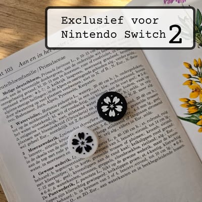 Bloemen duo zwart design - thumb grips - 2 joycon dopjes - EXCLUSIEF voor nintendo switch 2 - ns2 - cozy cute schattig mooi