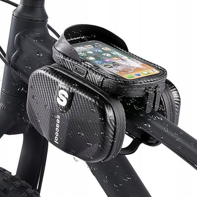 Waterdichte Fietstas Frametas met Telefoonhouder - Zwart