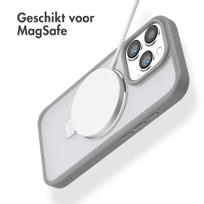 Accezz Hoesje - Geschikt voor Apple iPhone 16 Pro - Ring Stand Backcover geschikt voor MagSafe - Grijs