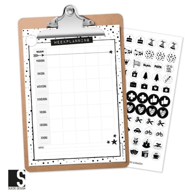 Familie Weekplanner | met stickers | Suede design planbord
