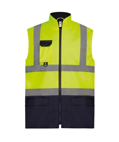 Yoko Gewatteerde bodywarmer signalisatie YHV005 - Hi Vis Yellow / Navy - L