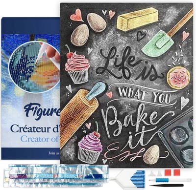 Figured'Art Diamond Painting set Volwassenen 40x50 cm met lijst Bak het - 5D DIY Art full drill vierkante diamant - Canvas al ingelijst
